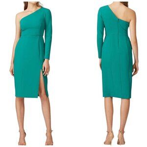 Donna Morgan Green One-Shoulder Sheath Dress Size 2